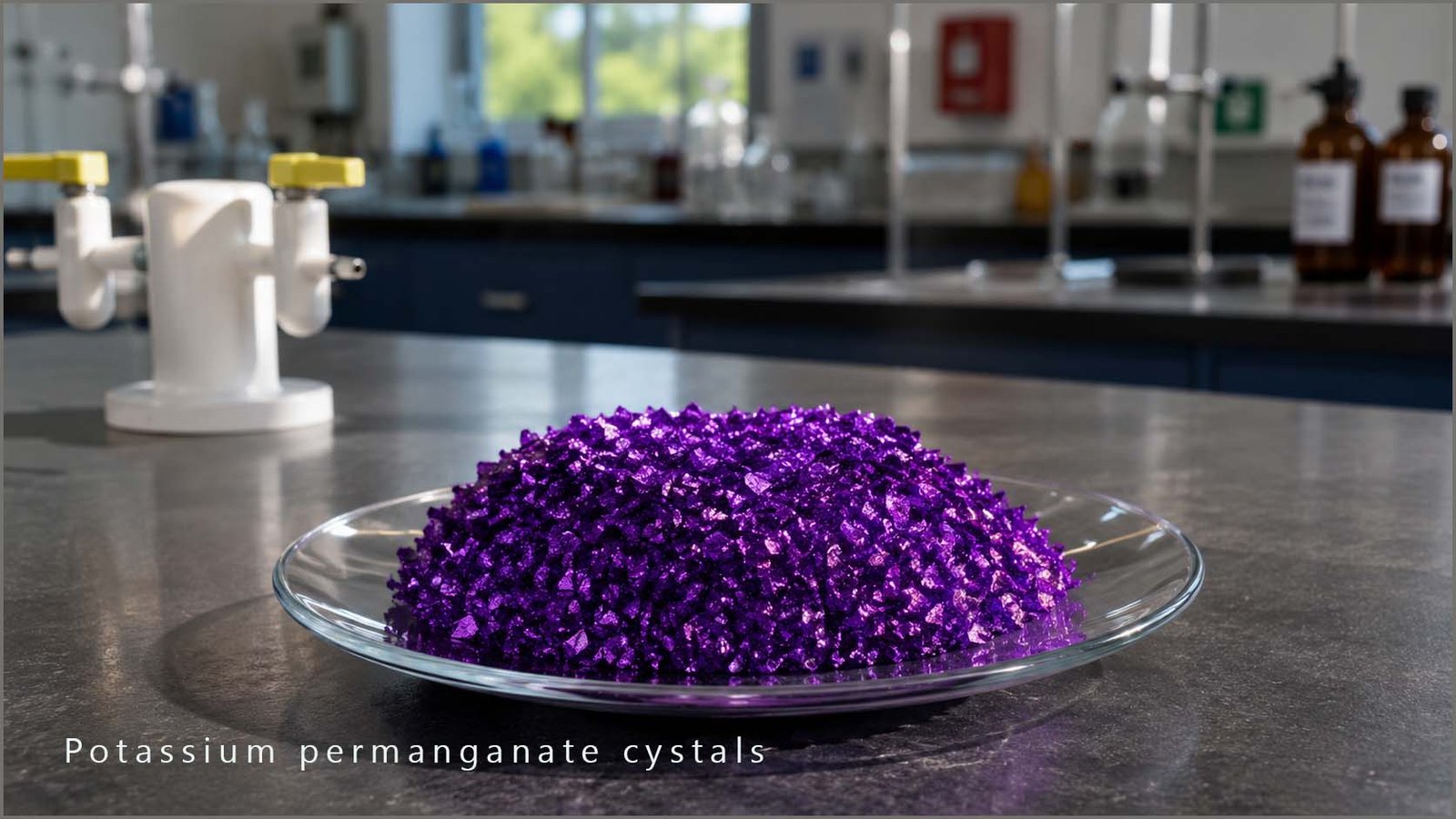Potassium permanganate KMnO4 purple crystals