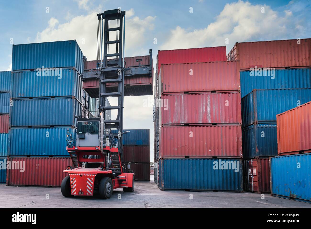 Shipping containers at port for import export logistics