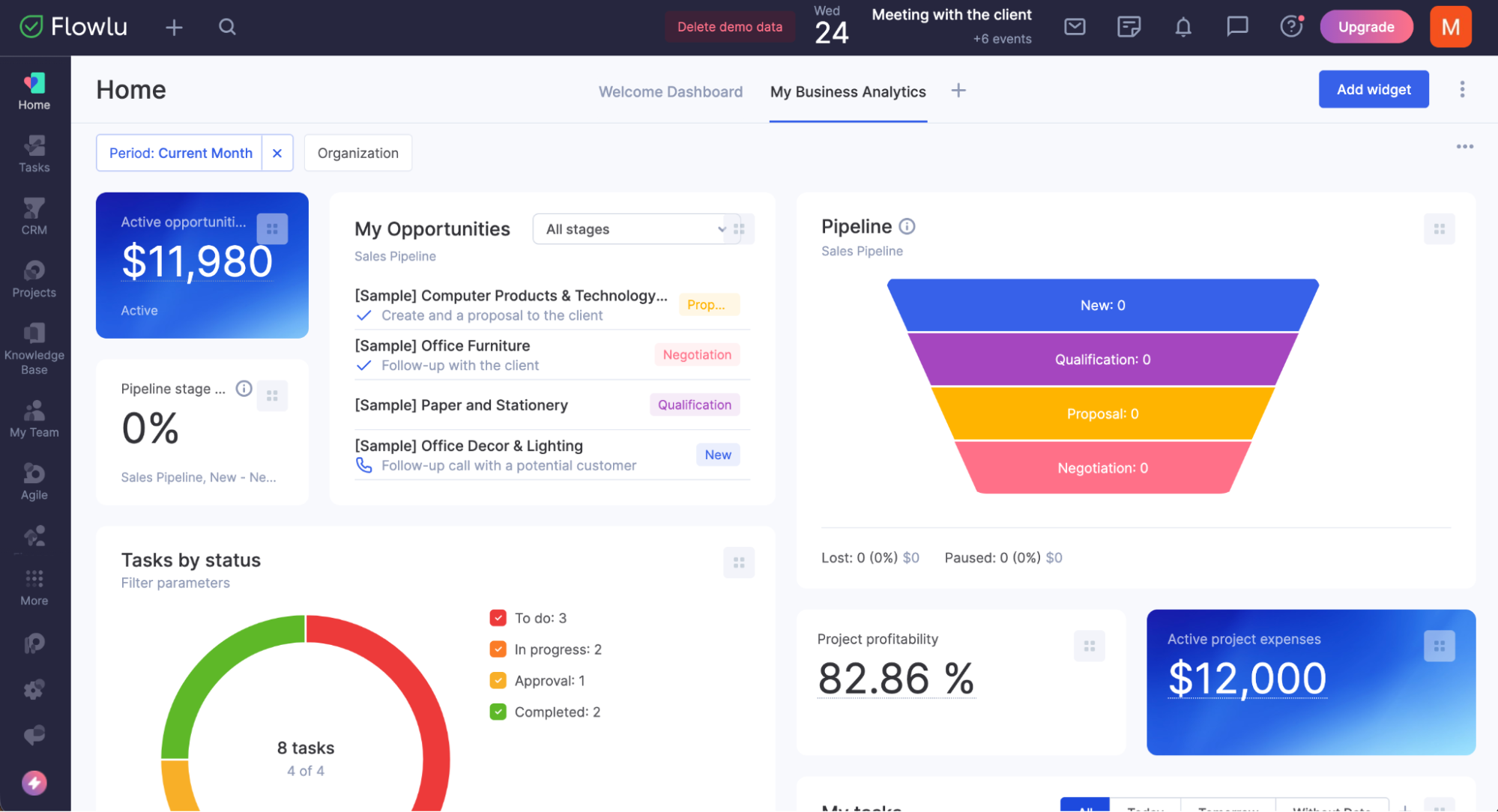 ERP CRM Business Software Dashboard with sales pipeline and analytics