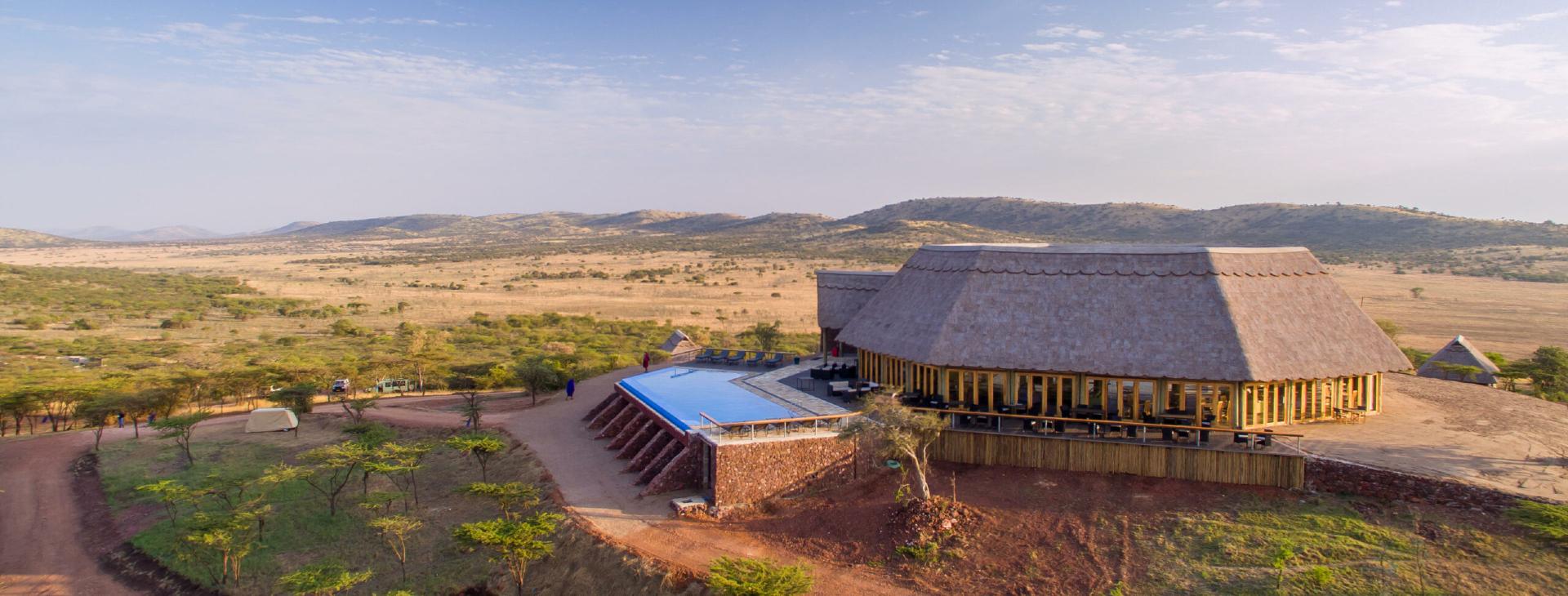 Tented suite terrace overlooking the Serengeti