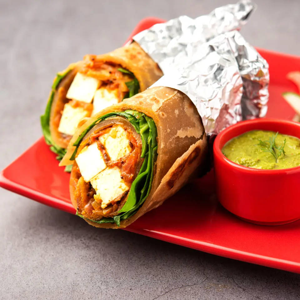 Paneer Tikka Caprese Wrap