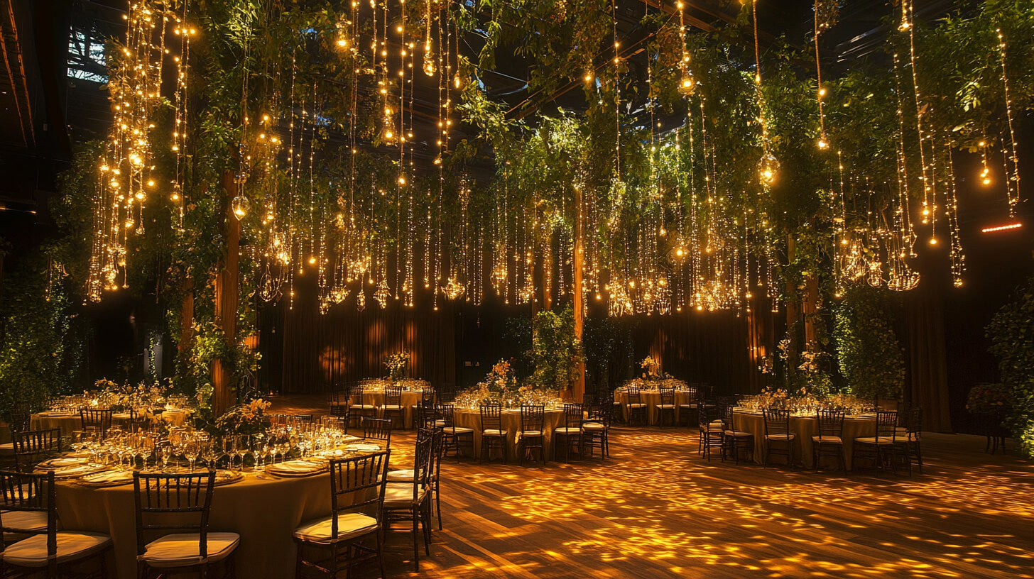 Terrace with string lights