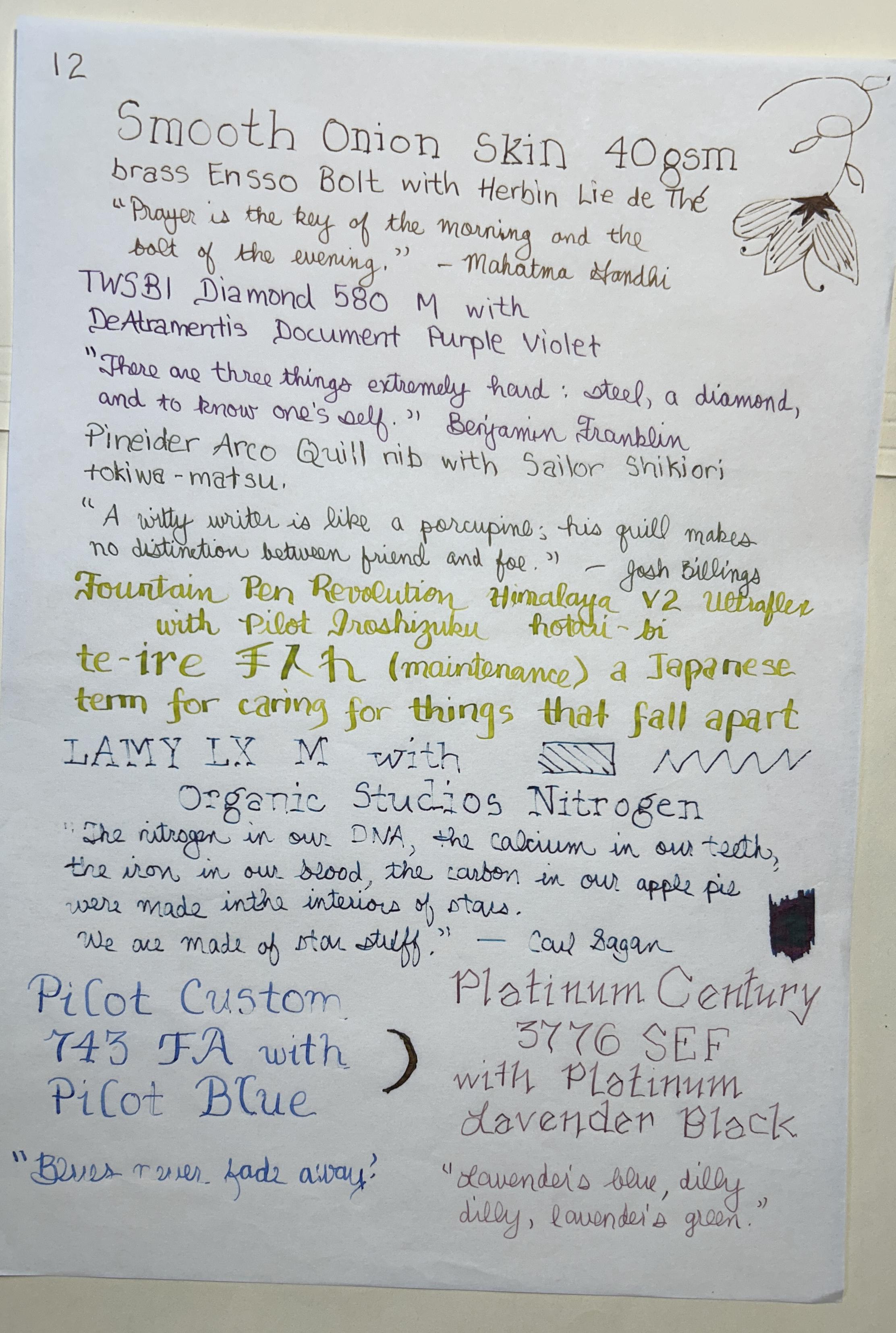 A fountain pen resting on a manuscript — the working tools of the Selection Committee