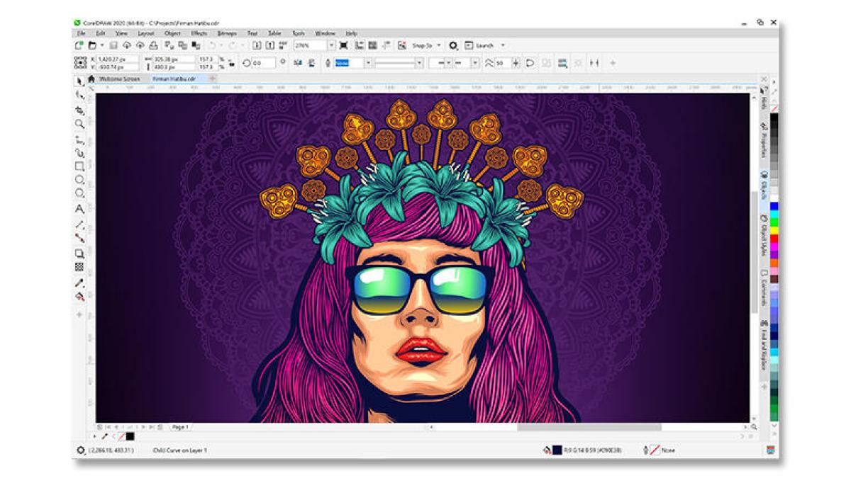 Advanced fills in CorelDRAW: a colorful vector portrait with rich shading