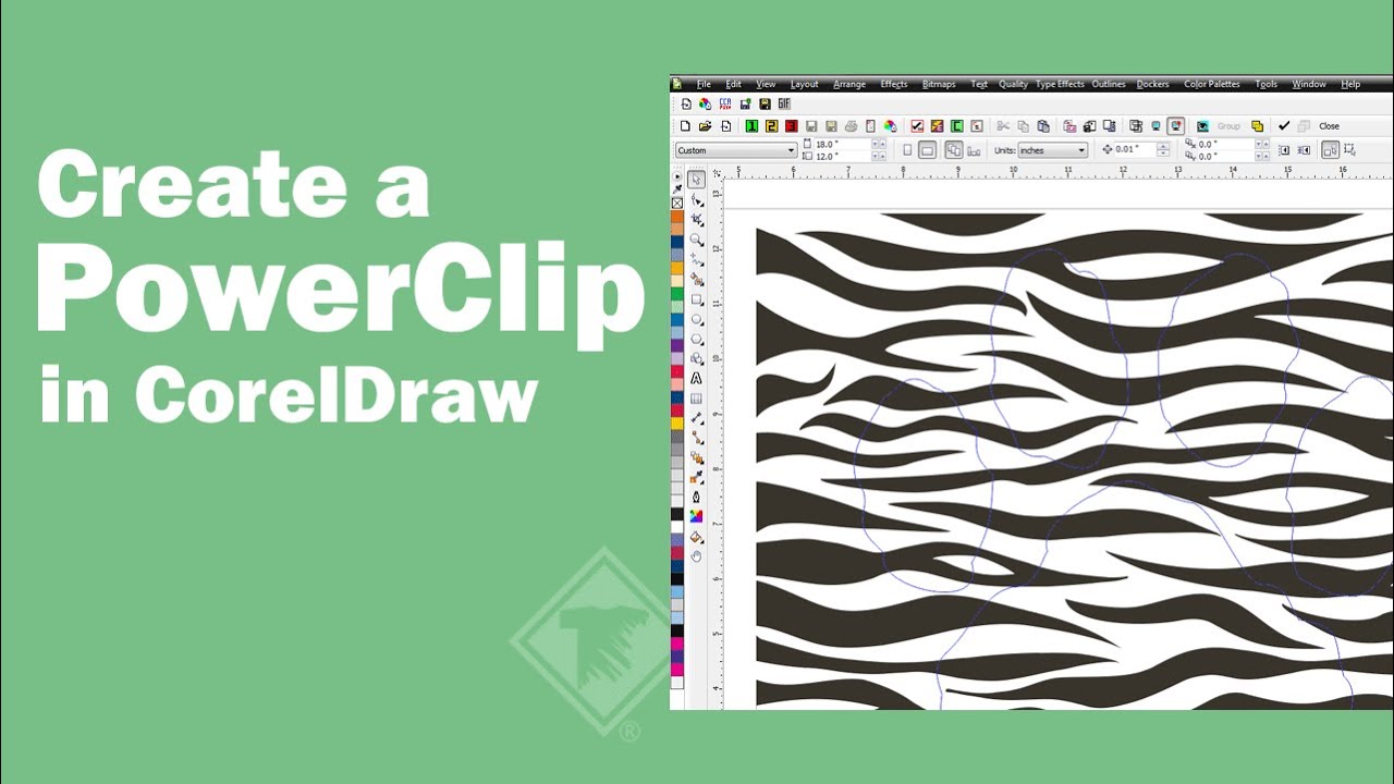 Creating a PowerClip in CorelDRAW with a zebra pattern and container shapes