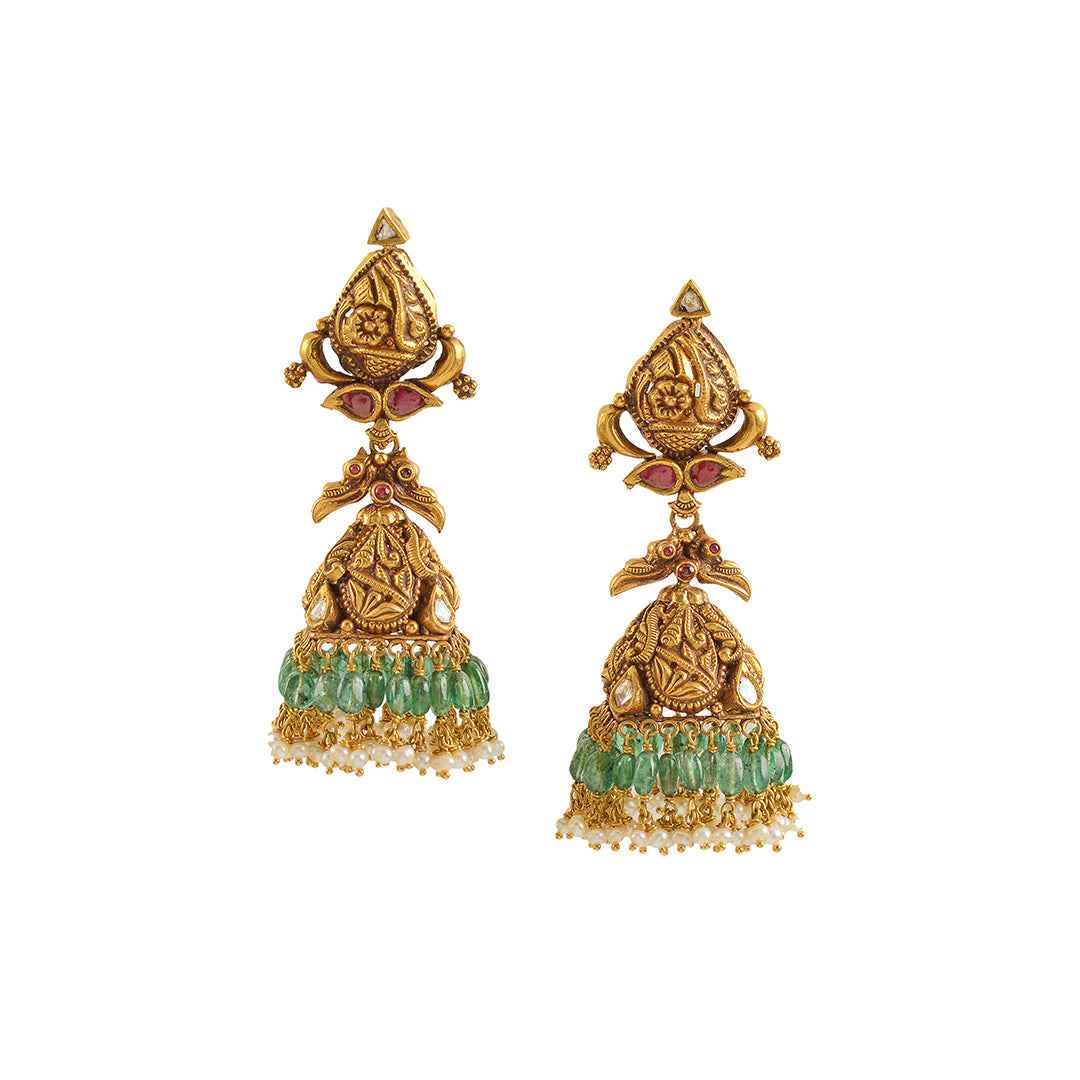 Antique gold jhumka earrings