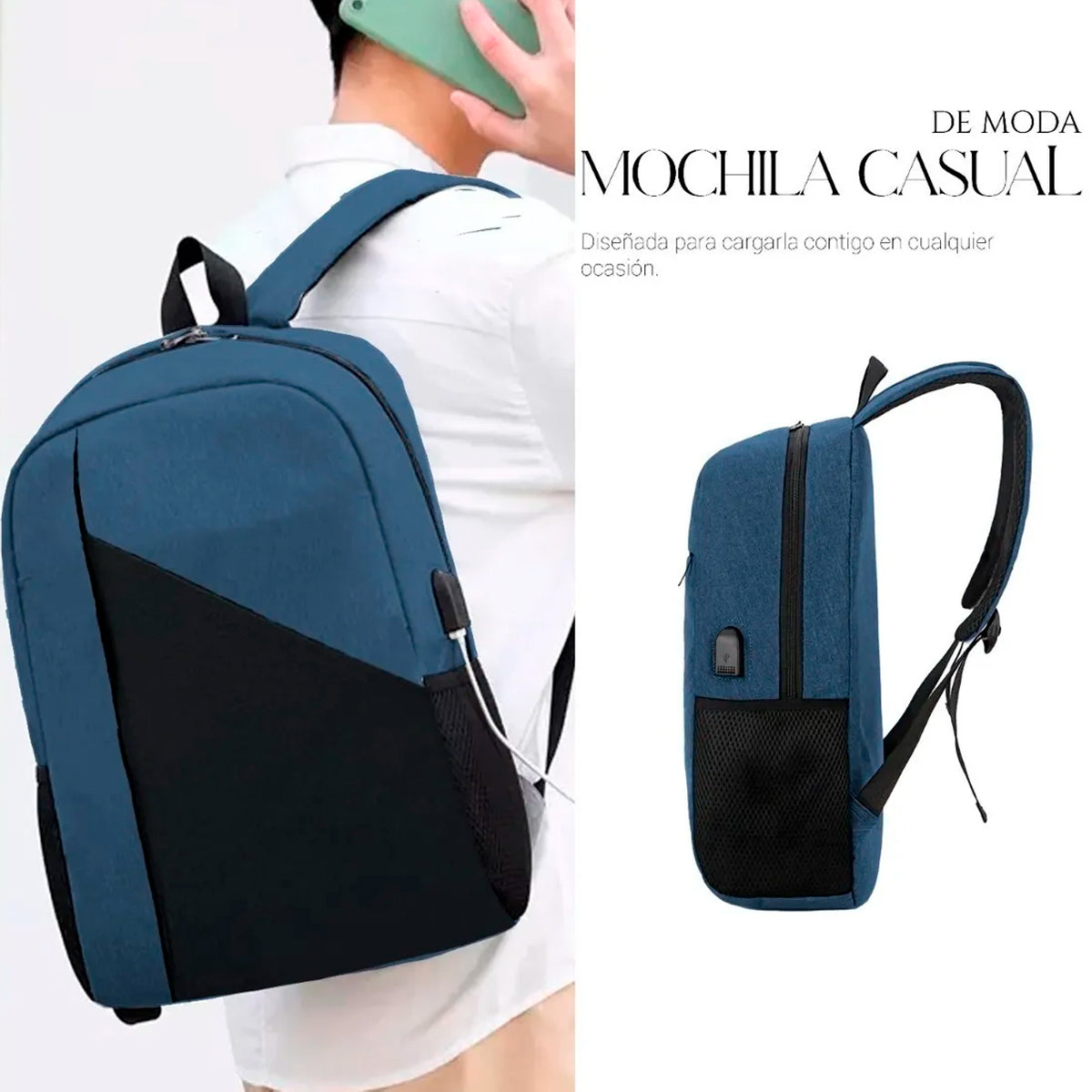 Morral Escolar Impermeable con Puerto USB