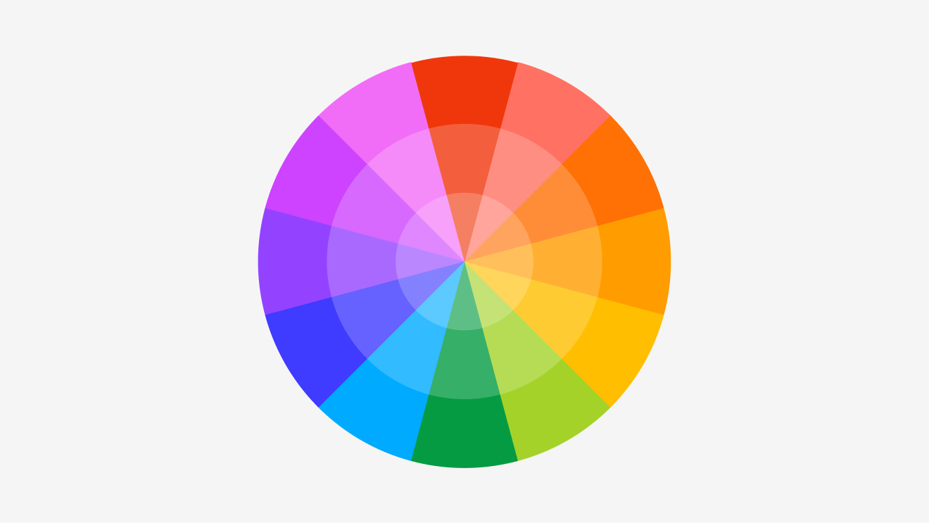 Color wheel showing smooth hue relationships used when building fountain fills