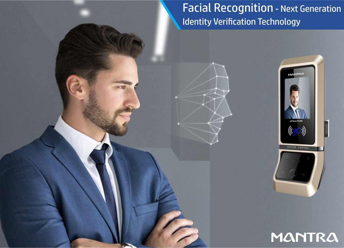 Biometric scanning technology analyzing a human face, the same signals experts use in deepfake detection