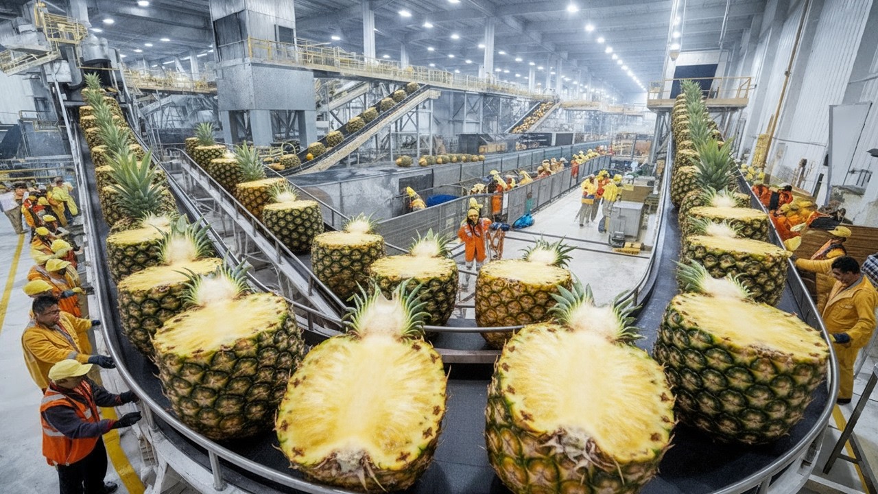 Pineapple processing conveyor belt
