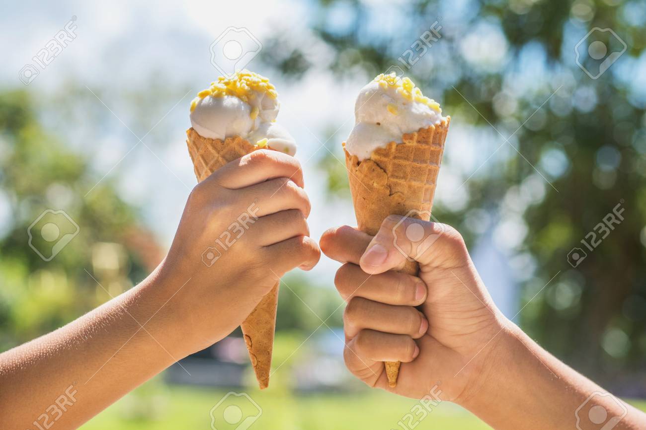 Three scoops in a waffle cone