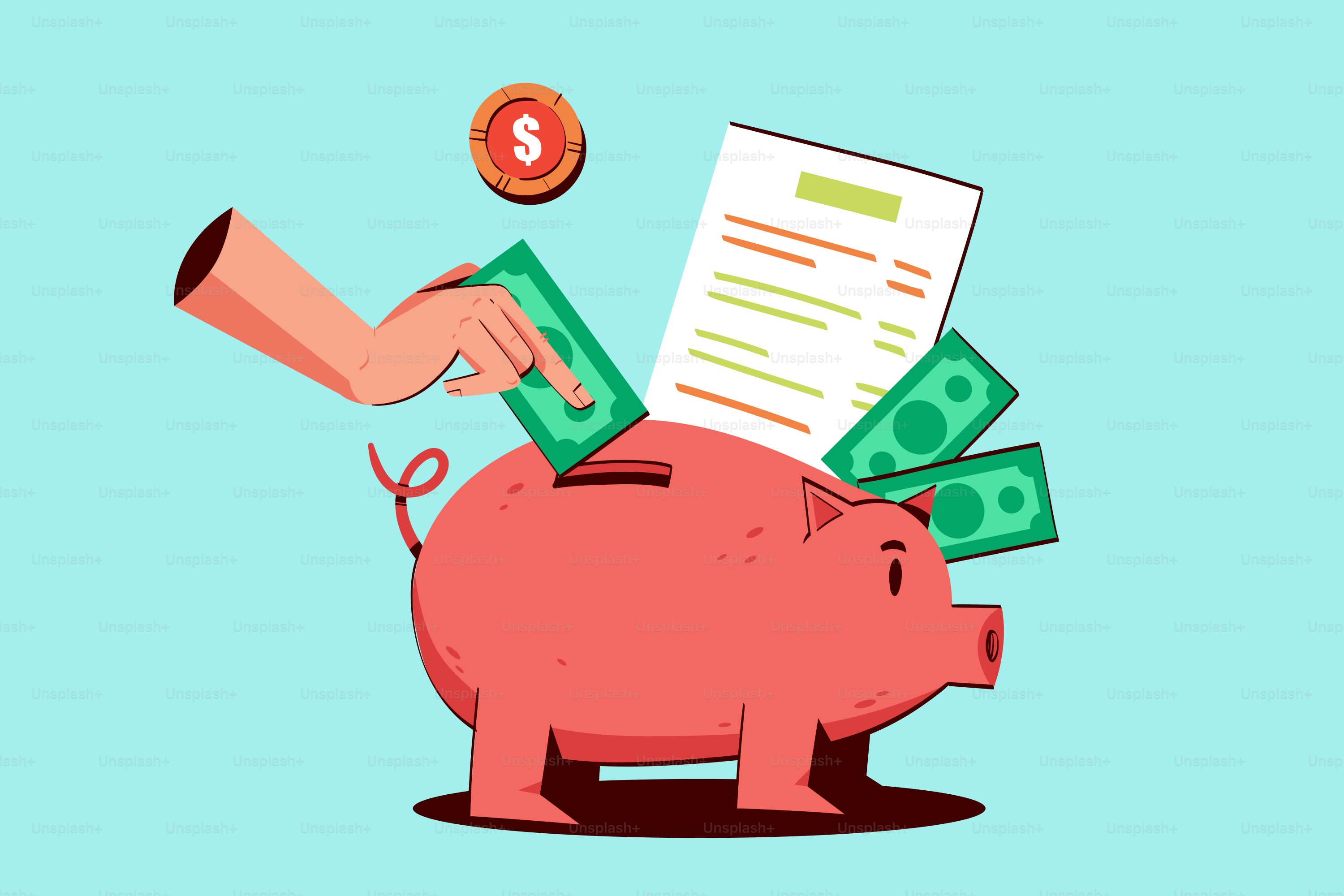 A piggy bank beside stacked coins, the automated savings habit a robo-advisor enforces
