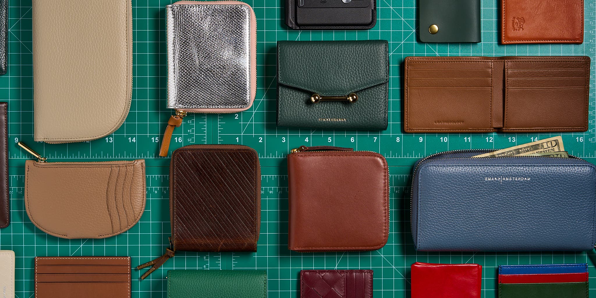 Premium leather goods flat lay
