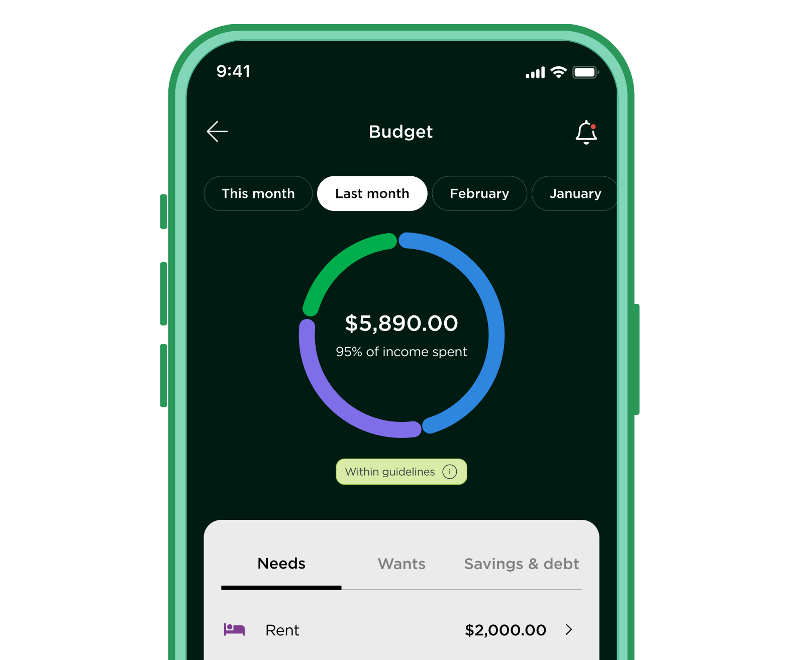 A budgeting app on a phone, where most automated investing journeys begin