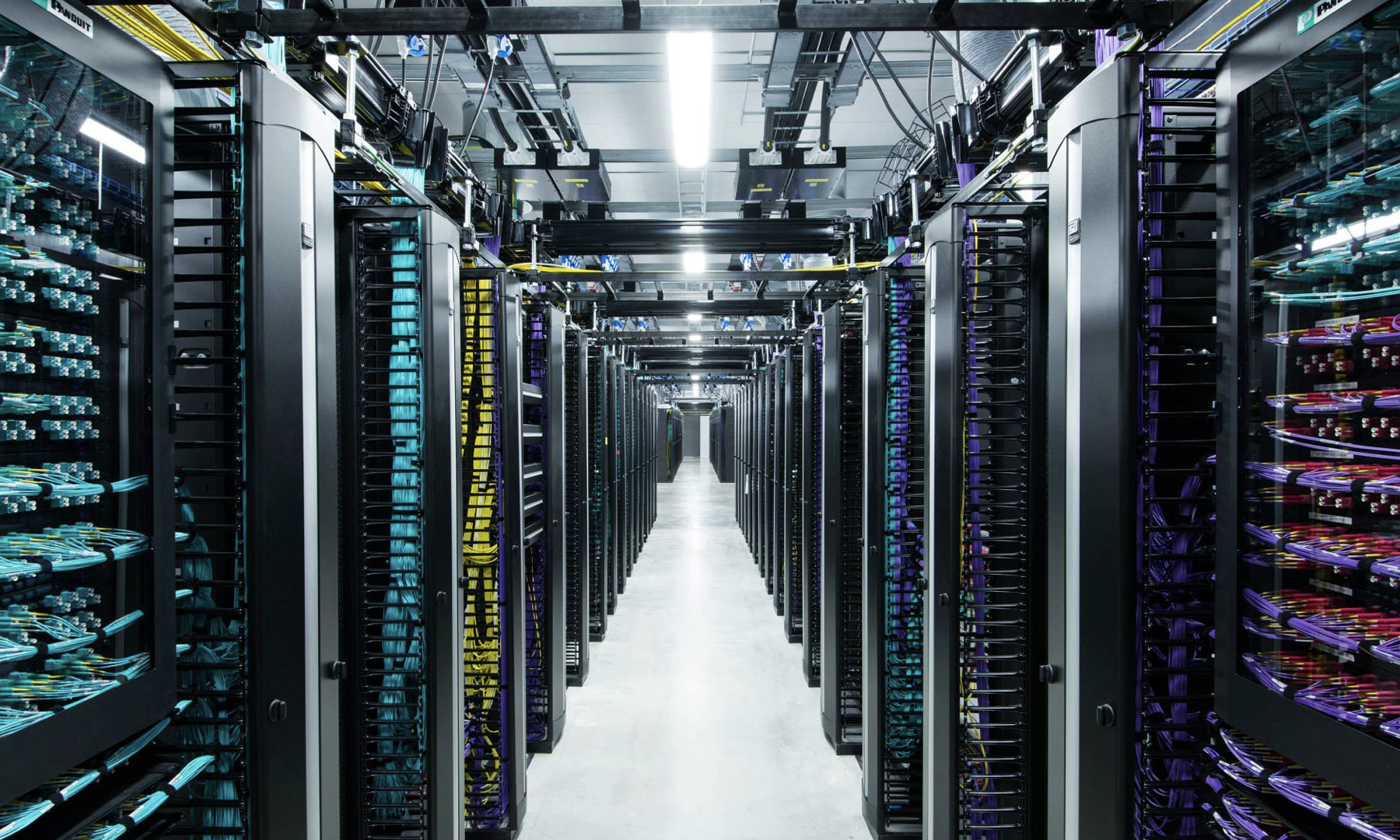 A data center corridor, where serious algo trading infrastructure actually lives