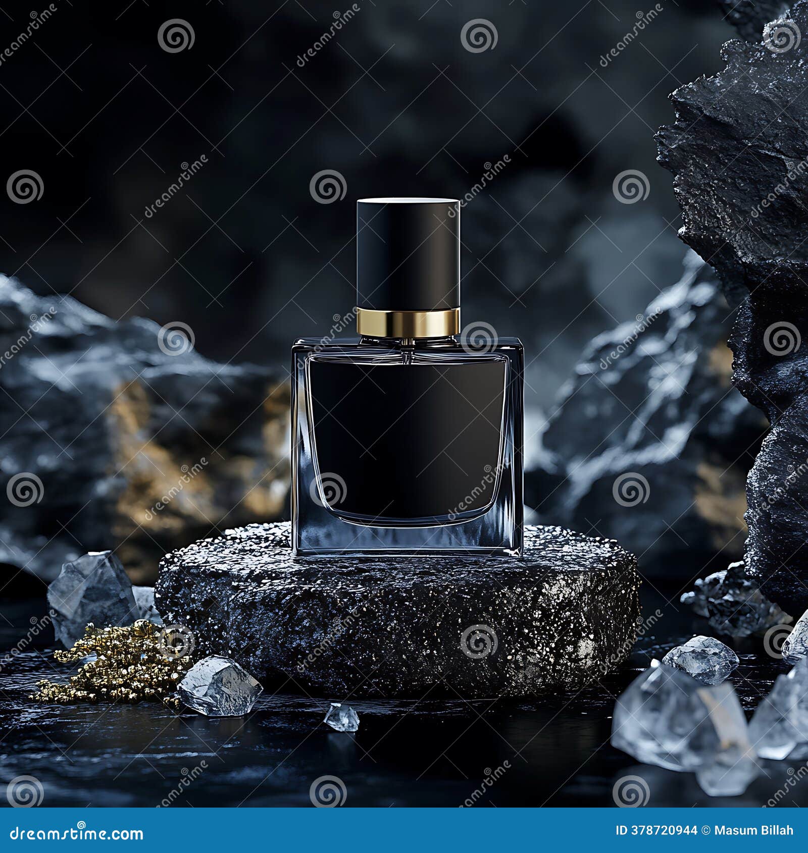 Al Makhtoom Black Oud dark perfume bottle with smoke and oud wood