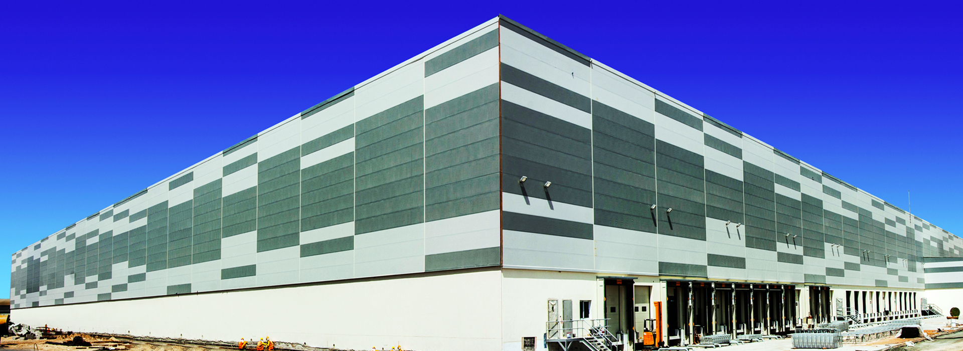 Modern warehouse with insulated sandwich panel facade